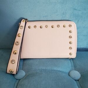 Elegant Cream Studded Women's Clutch